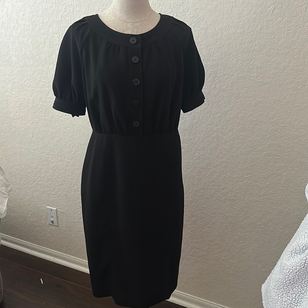 Calvin Klein Black Retro Midi Sheath Dress - Size 10